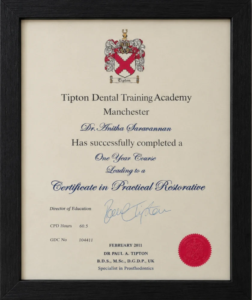Pearl Dental Clinic certificate