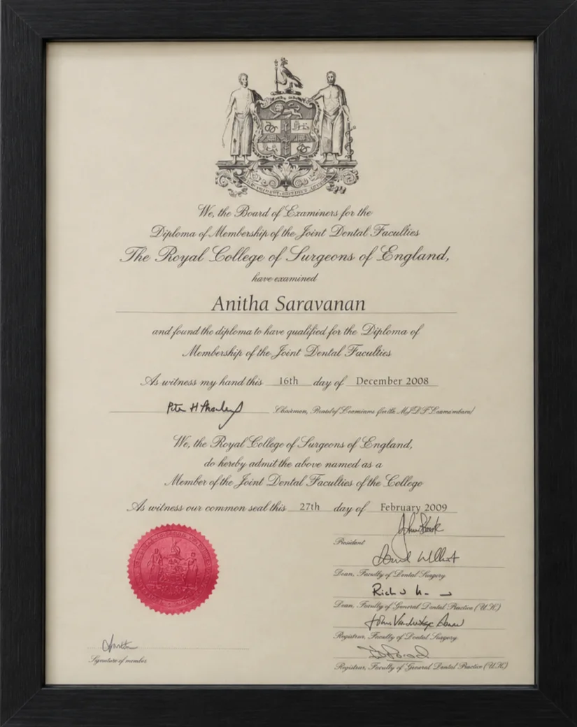 Pearl Dental Clinic certificate