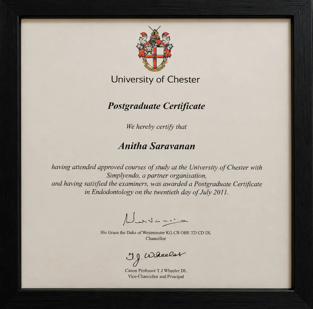 Pearl Dental Clinic certificate